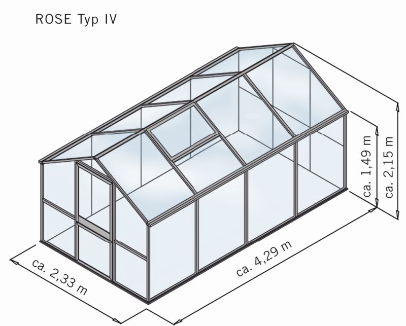 Gewächshaus Rose IV - anthrazit-grau