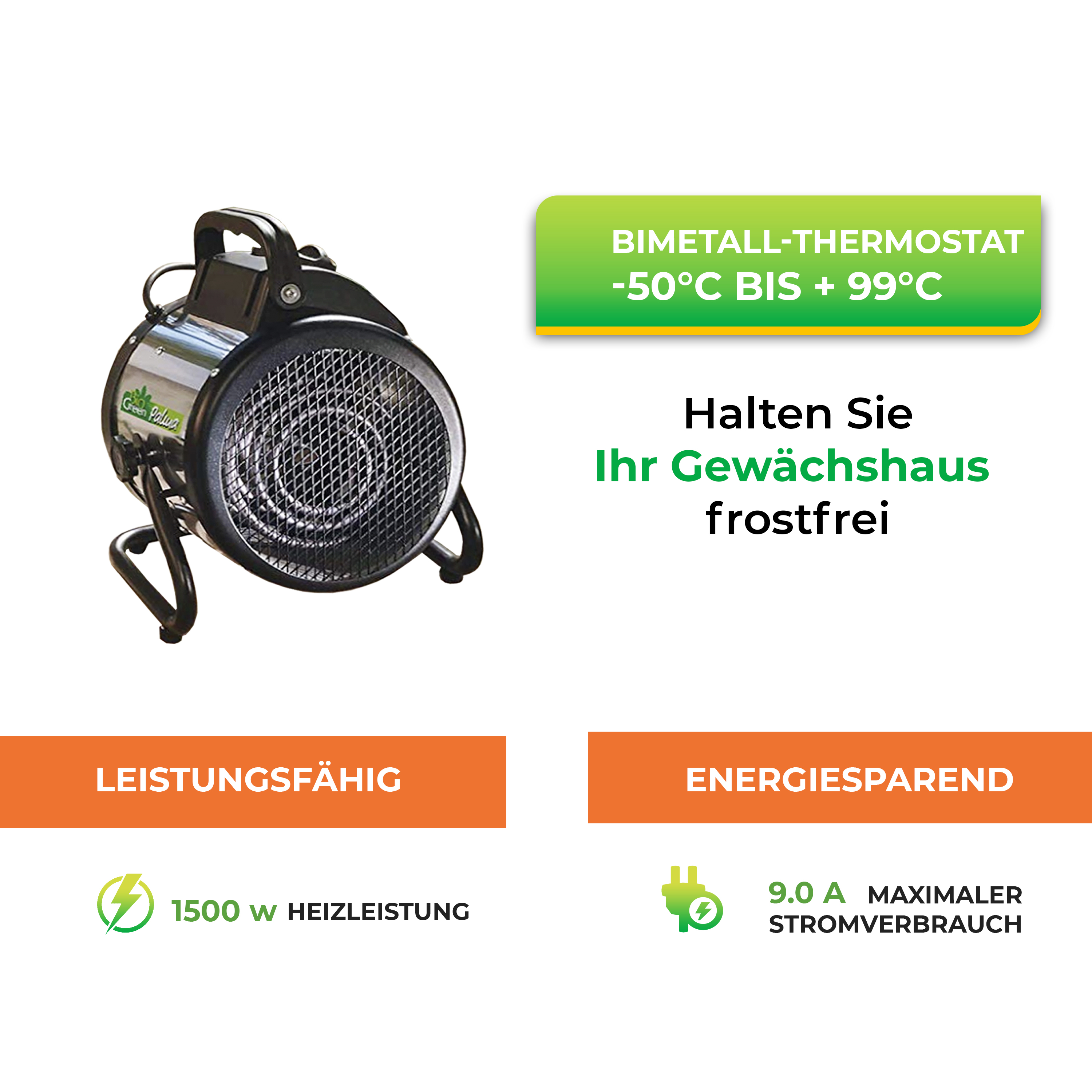 Elektrogebläseheizung "PALMA" BASIC (Thermostat Manuell) - 2.000 W