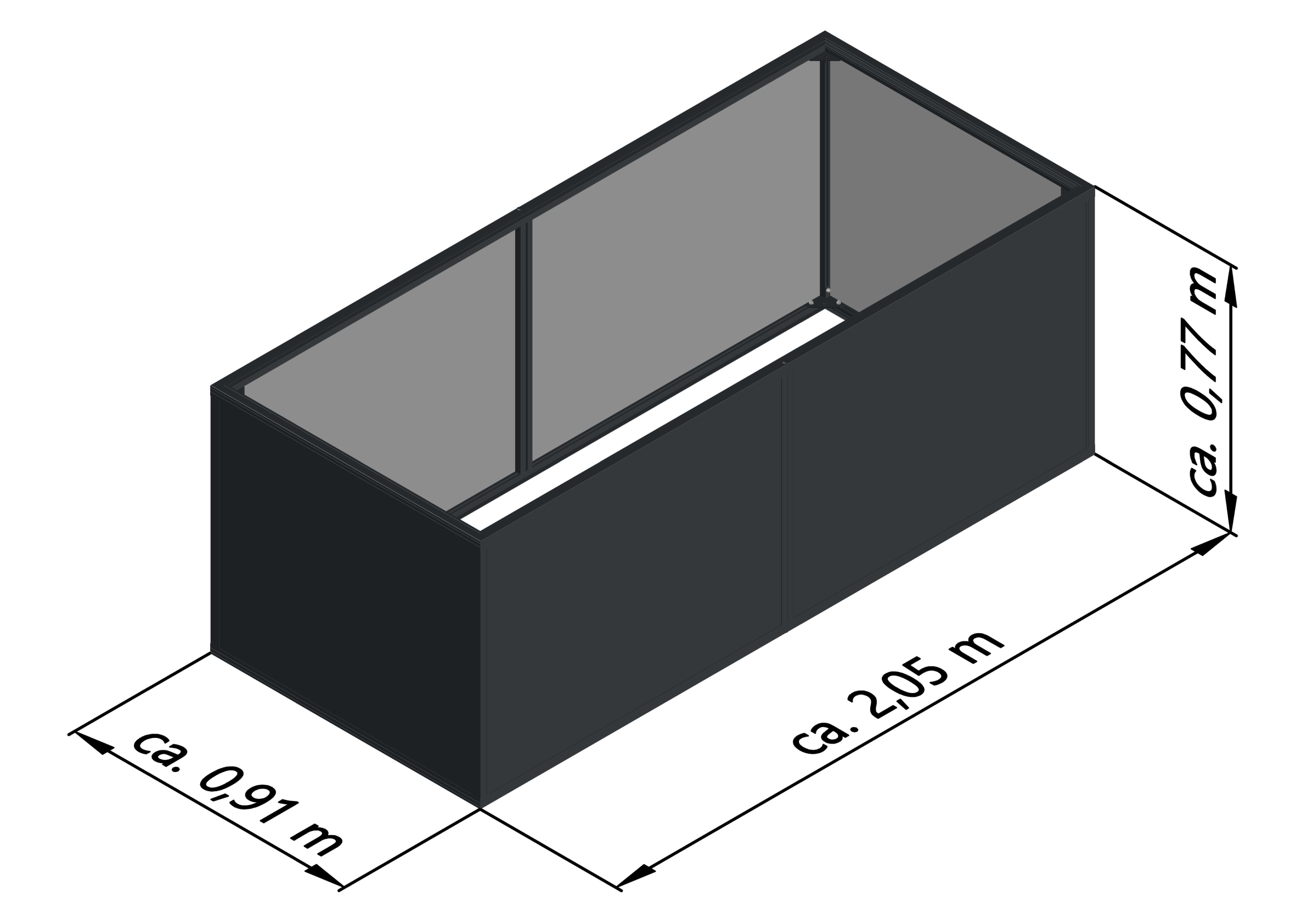 Aluminium-Hochbeet 210 - anthrazit-grau Aluminium-Hochbeet 210 - anthrazit-grau