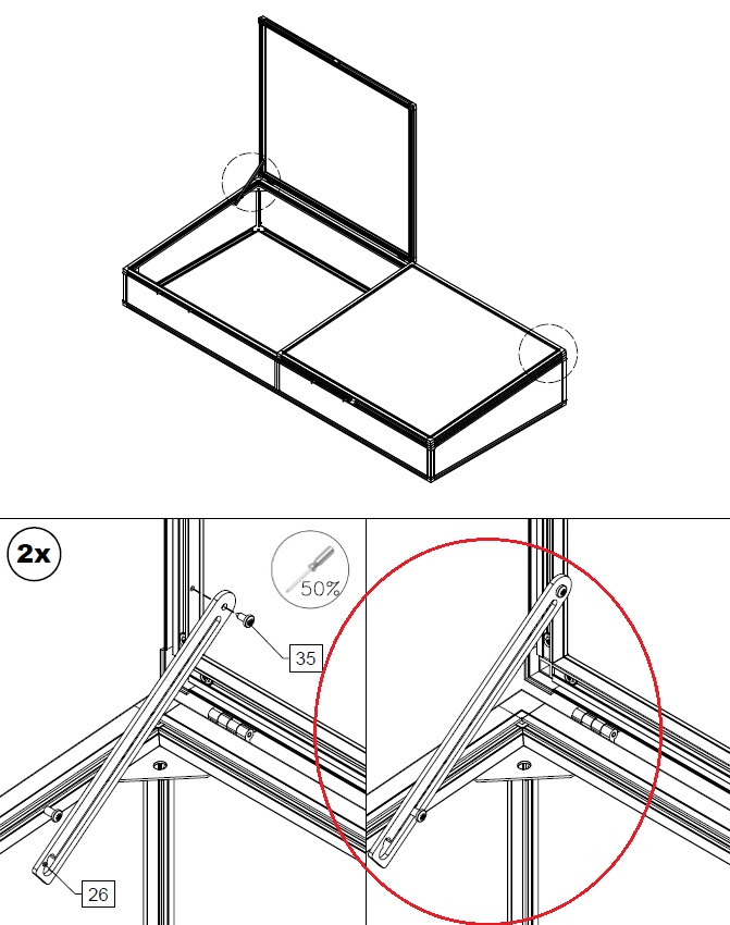 Deckelstütze / Öffnungsbegrenzer (für Frühbeet-/Frühbeetaufsatz)