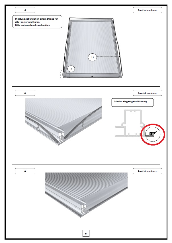 Sprossendichtung 2 mm für Rückwandfenster / Dachfenster